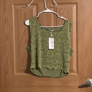 Olive Green Lace Blouse